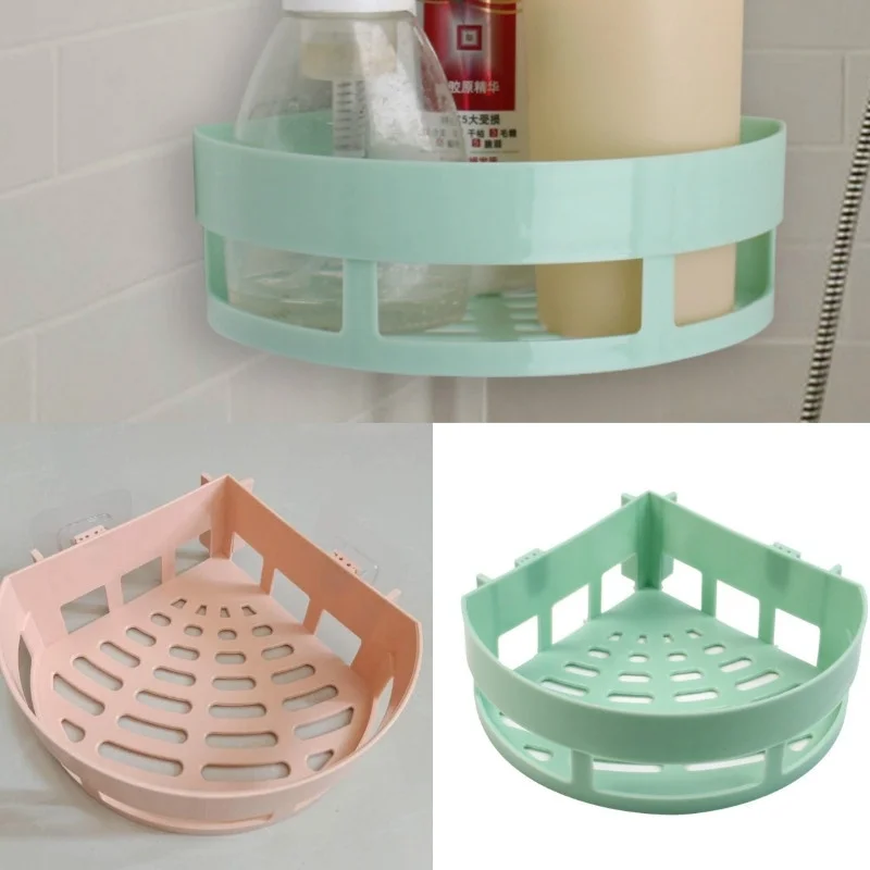 

2 Colours 1pcs Suction Cup Rack Without Traces and Punch-free Coner Racks Wall Bathroom Wall Racks
