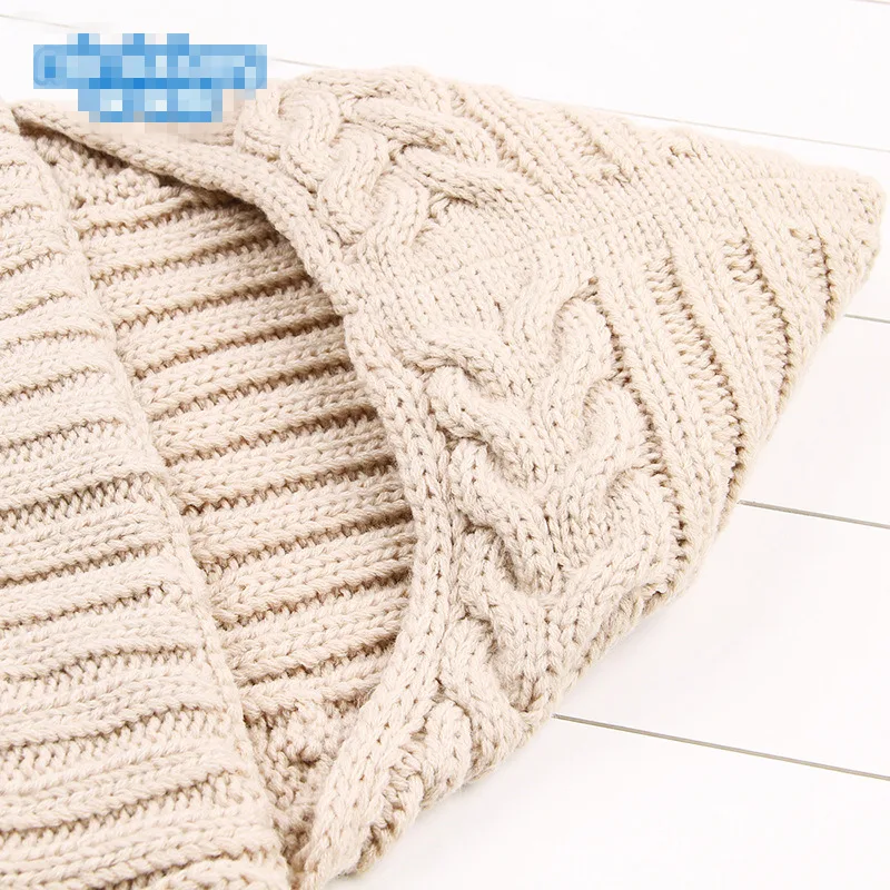 Спальный мешок для новорожденных 0-12 м, зимний теплый шерстяной вязаный свитер с капюшоном, пеленка, милый мягкий детский Пеленальный Одеяло для сна, сумка