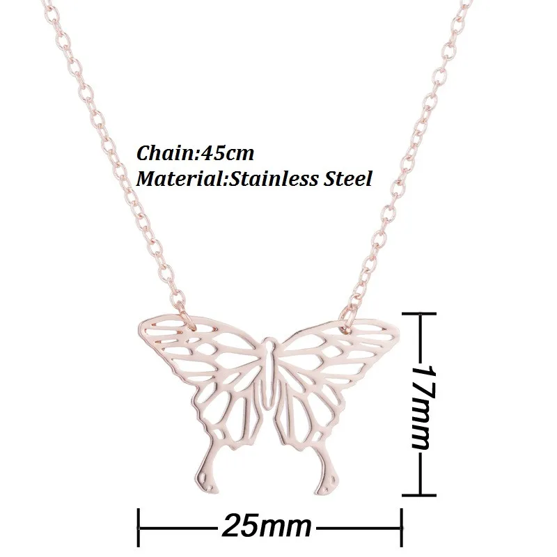 Jisensp Origami Animal Pendant Necklace for Women Stainless Steel Jewelry Cute Butterfly Whale Elephant Necklace Choker joias