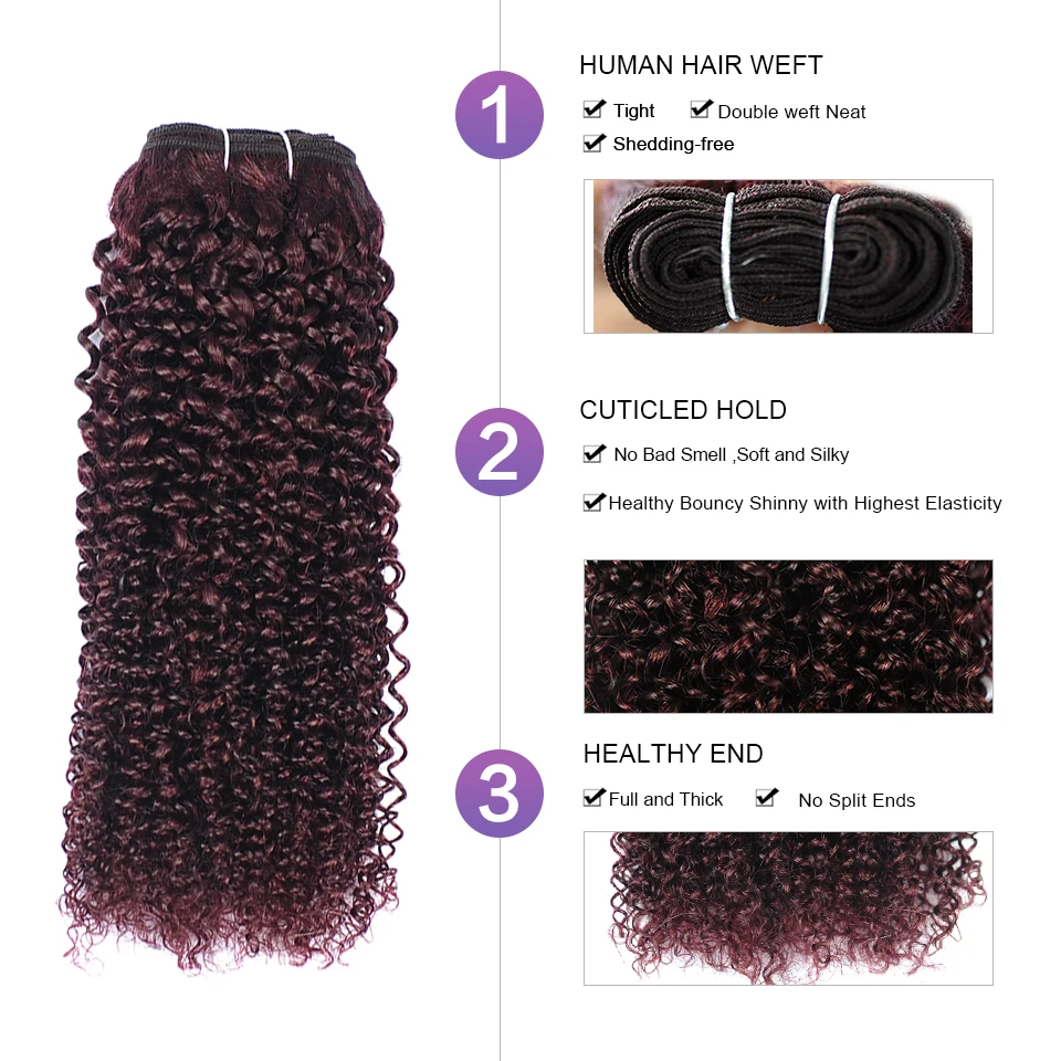 Grape Purple 3 Kinky Curly Bundles With Closure Peruvian Human Hair Weave With Closure Dark Red Shining Star Non Remy No Tangle Grape Purple 3 Kinky Curly Bundles With Closure Peruvian Human Hair Weave With Closure Dark Red Shining Star Non Remy No Tangle