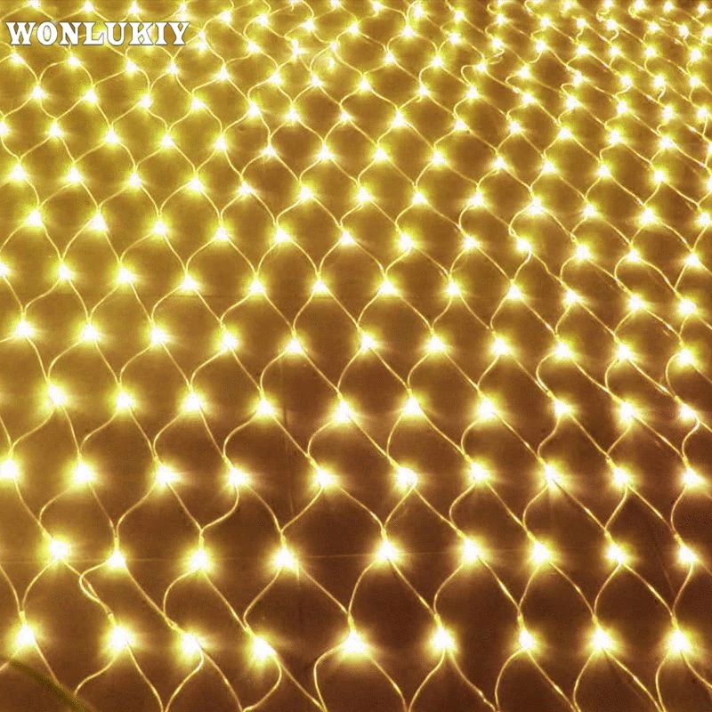 

1.5mx1.5m 96 Leds Net Mesh Fairy Web String Light Twinkle Lighting Christmas Wedding Garland Party Home Decoration Net Light
