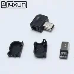 10 шт. DIY mini type B USB 5Pin тип сварки штекер разъем 3 в 1 90 градусов разъем адаптер для OD 4,0 мм провода черный