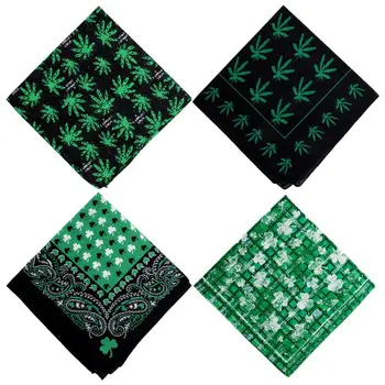 

Fashion Men Women Cotton Wide Headband Reggae Hemp Leaf Print Square Scarf Sports Running Headscarf