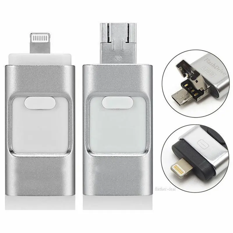 YXL 3 in1 usb flash Drive металлическая ручка привода 8G 16G 32G 64G карта памяти OTG Micro 2,0 для iphone 7 7 s 6s плюс 5 5S ipad Android