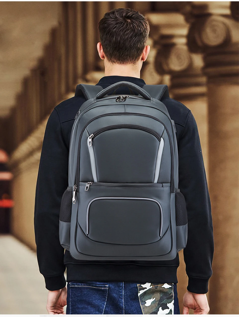 Mens Backpack Laptop 17 Male Backpacks 15.6'' Women Female Student Back Pack Notebook Travel Large Capacity USB Charging Bagpack (22)