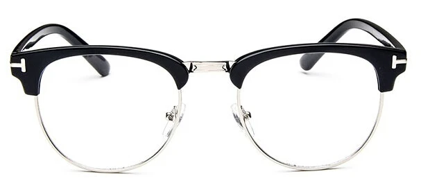 Полуметаллический для женщин очки оправа для очков Мужская Рамки Винтаж SquareClear оптический зрелище оправа для очков - Цвет оправы: black sivler