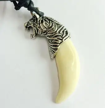 

FREE SHIPPING 10 PCS Hot Mens Domineering Tiger Head Brave Wolf Tooth Necklace