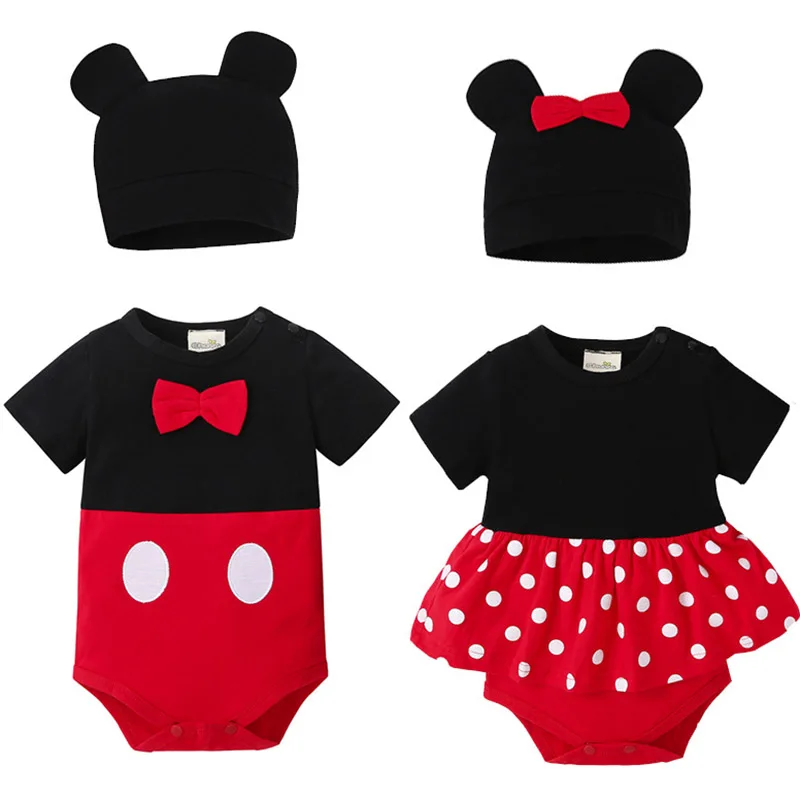 

Infant Children's Jumpsuits for Boys and Girls Cute Short-sleeved Triangle Romper Romper Short Bodysuits+Hat Set Two-piece