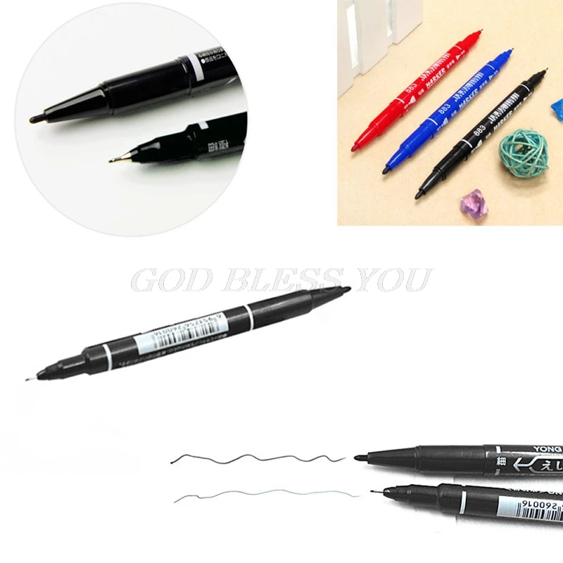 Перманентный маркер с двойным головным крюком тонкая/Толстая ручка чернильный инструмент водостойкий