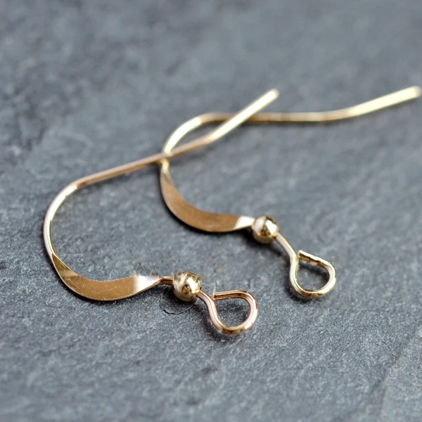 

PINJEAS 14k gold filling handmade ear wires with light beads flattened ear hook for jewelry accessories