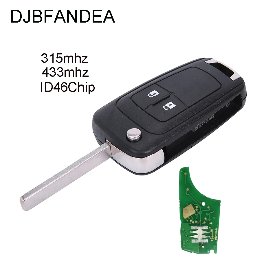 

DJBFANDEA 2Button Flip Folding Remote Car Key For Chevrolet Cruze 433mhz / 315mhz Keyless Entry Fob with ID46 Chip PCF7937E