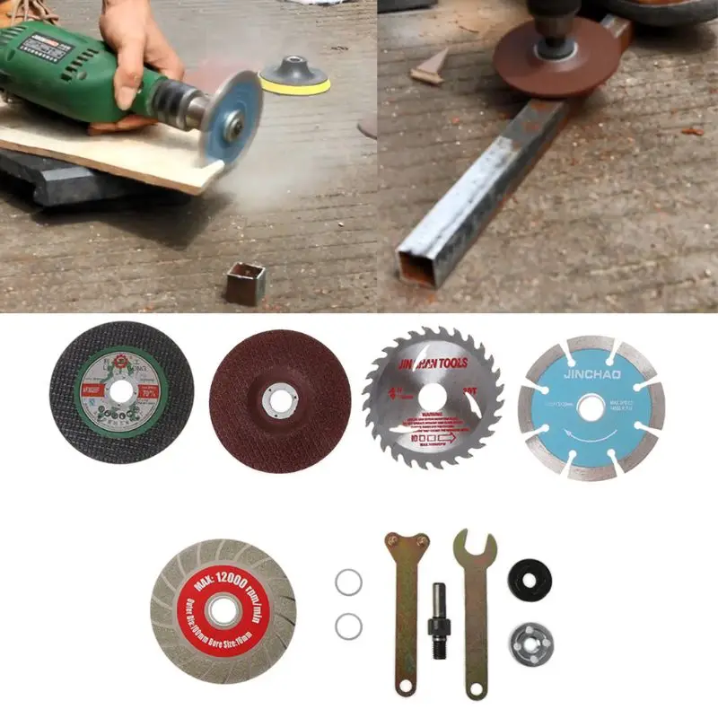

10Pcs/Set Glass Cutting Piece Disc Polishing Wheel Wood Saw Blade Connecting Rod for Electric Drill Angle Grinder Accessories