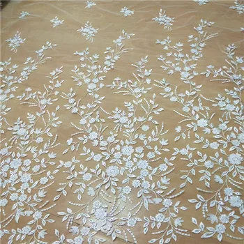 

Ivory lace fabric with sequins 1 yard! 2019 NEW hot design small florals embroidered tulle mesh wedding lace sequined lace nice