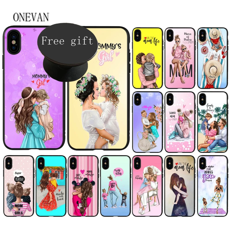 

Mommy's girl super girl mom livin the mom life painting pop phone Socket Case for iPhone 7 8 6 6S Plus X XS MAX 5 5S SE XR Cover