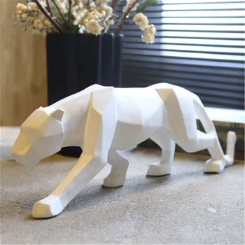 

Nordic Simple Resin Craftwork Geometry Origami Simulation Leopard Statue Creative Living Room Desktop Animal Decoration X1622