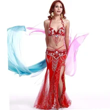 Trajes Para Dança Do Ventre 3 Peça (Bra + Cintura + Vestido) Vestido de Trajes de Dança 34/36/38 Calcas Femininas ciganas Roupas 9 Cor 2018