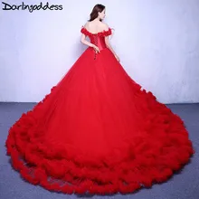 Настоящие фотографии Пышные свадебные платья с облаками роскошное бальное платье с коротким рукавом на шнуровке для фотосъемки Красное длинное свадебное платье с шлейфом