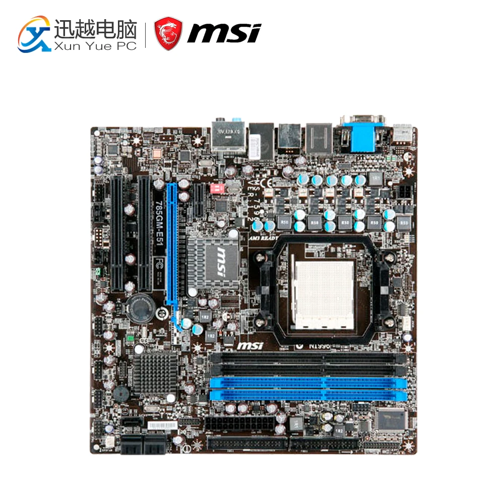 

MSI 785GM-E51 Desktop Motherboard 785G Socket AM3 DDR3 STAT2 USB2.0 Micro ATX
