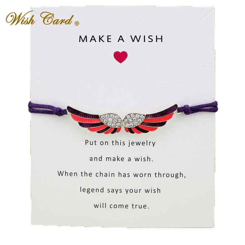 Wish Card Кристалл Крылья мечты браслет для женщин лучший подарочный Шарм Car