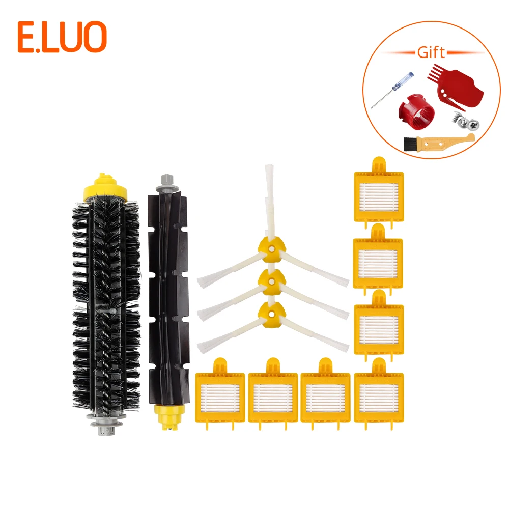 

E.LUO Replacement Parts Bristle & Flexible Beater Brush, Hepa Filter, Side Brush for Vacuum Cleaner iRobot Roomba 700 Series