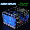 qdiy pc-c670 прохладно истребителей super- охлаждение персонализированные горизонтальной m-atx/мини- itx pc акриловые прозрачные настольный компьютер случае ► Фото 1/5