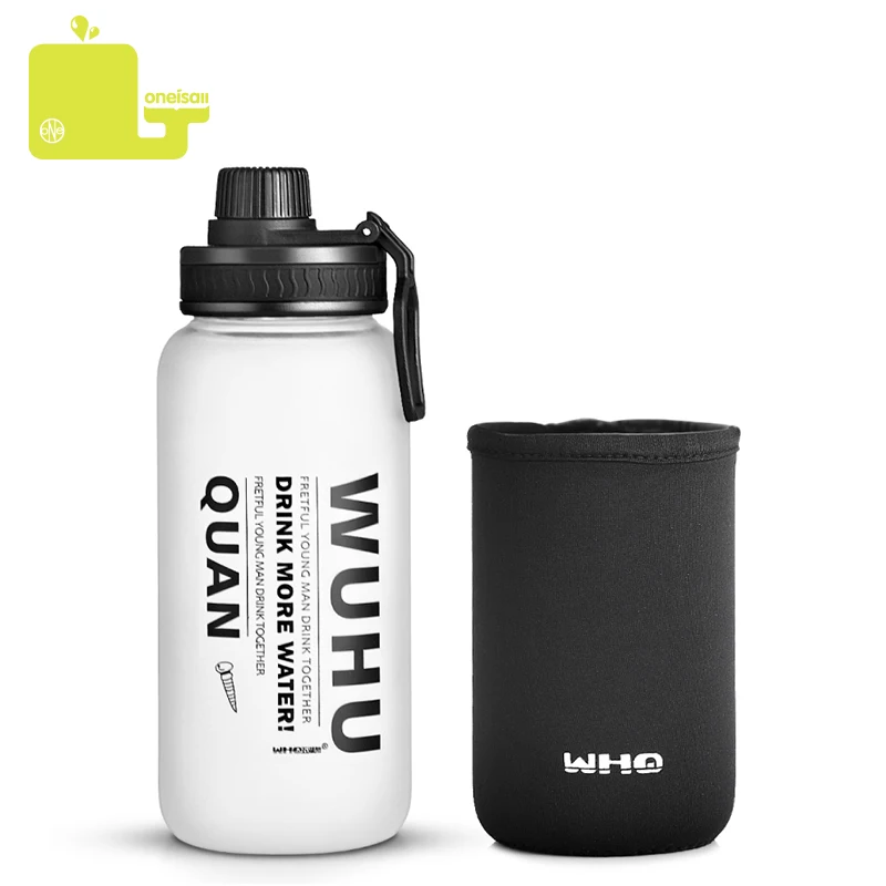 

850ML Scrub Space Glass Water Bottle With Bottle Set Outdoor Travel Camping My Water Bottle Office Tour Supper Sport WHD-176