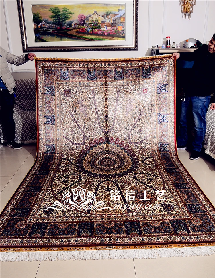 6'x9' персидский дизайн шелковые ковры ручной переплетения классический диван Площадь Ковер