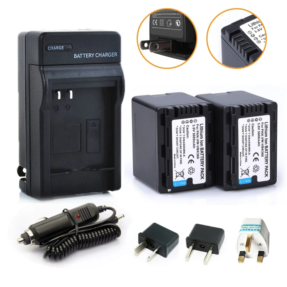 Новинка 2 шт. Аккумулятор для камеры li ion VW VBK360 VWVBK360 + зарядное устройство Panasonic SD60