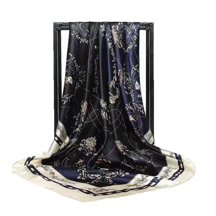 Элегантный женский большой квадратный шелковый шарф Мода ретро веревка кисточка печатная бандана 90*90 см весна осень полиэстер шелковый