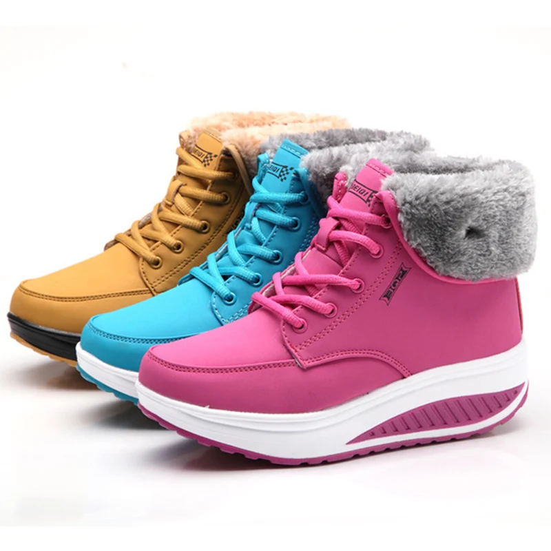 

Ankle Boots Plush cotton shoes Warm Snow Boots Chunky boots Increase Waterproof Winter boots woman 2019