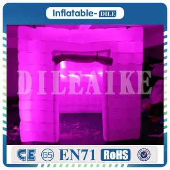 

Free Shipping Inflatable Photo Booth Enclosure With 12 Colors LED Changing Lights And Inner Air Blower For Weddings