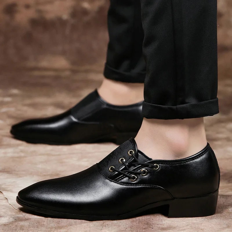 Новые брендовые Мужские модельные туфли, размер 38-47, черные классические оксфорды с острым носком для мужчин, модные мужские деловые