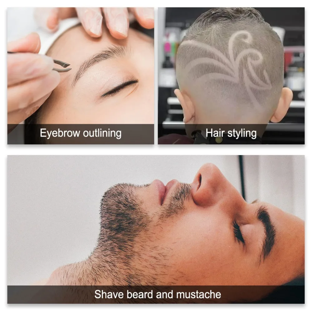 Hairstyle Design Pen Razor Hair Tattoo Trim Mustache Face Eyebrow Styling Stainless Steel Razor Pen + Tweezers + 10 blades for Men Women (5)