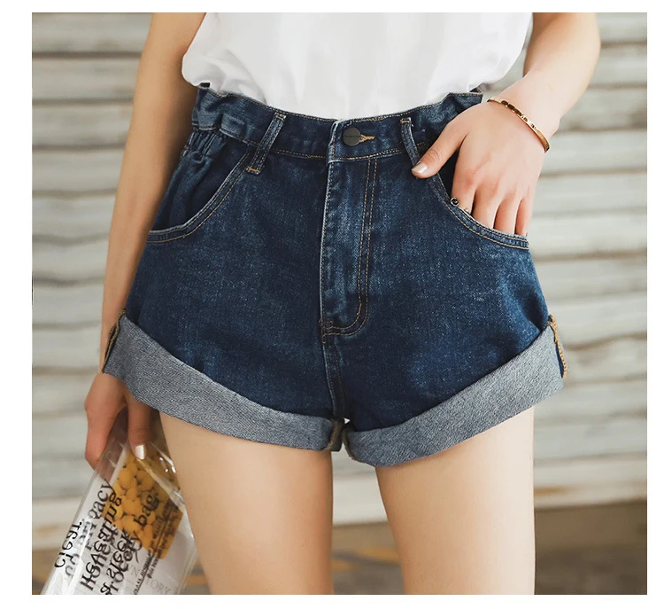 Streamgirl Denim Shorts Women's White Women Short Jeans Khaki Wide Leg Elastic Waist Vintage High Waist Shorts Women Summer swimming shorts