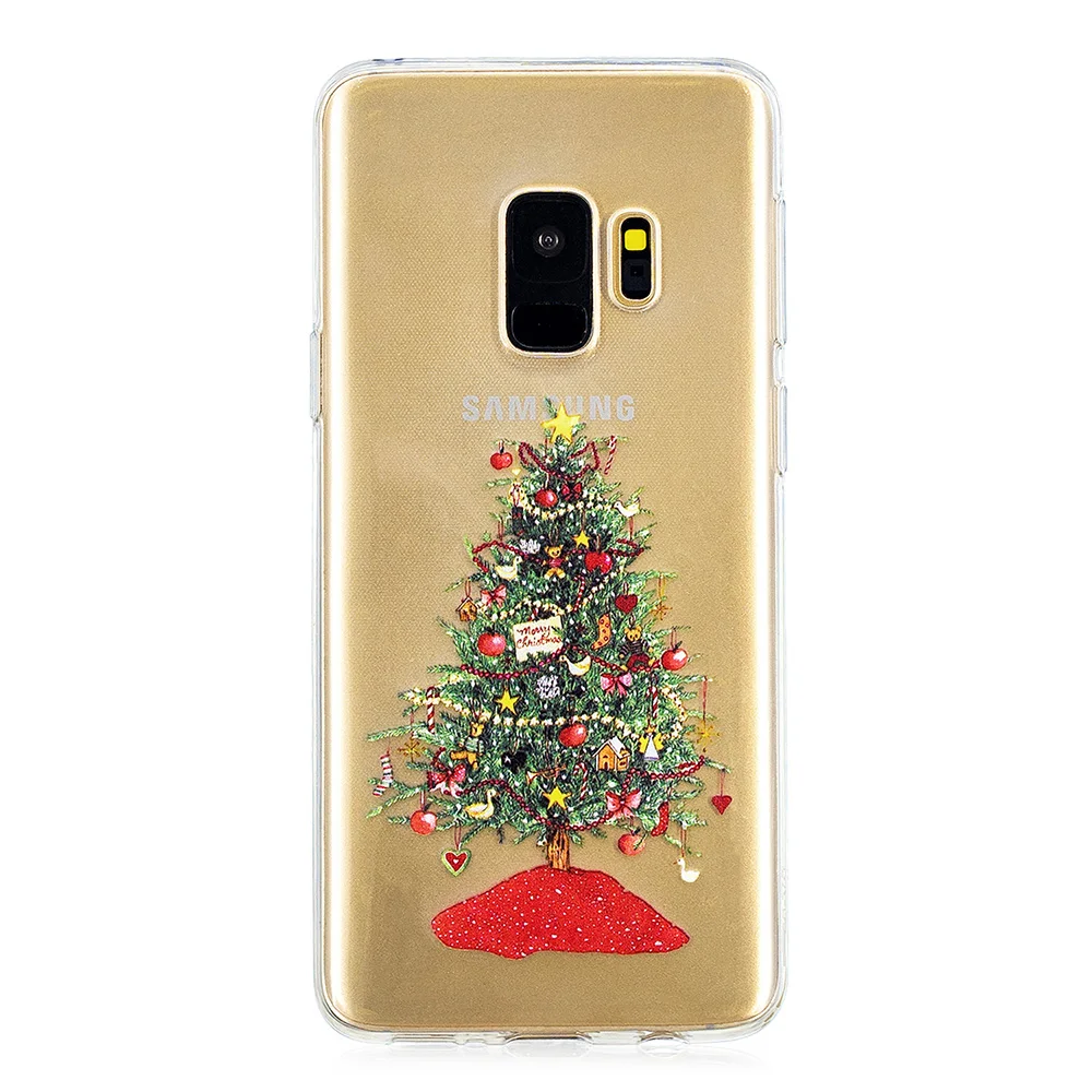 KSAM1002B_1_JONSNOW Phone Case For Samsung Galaxy S9 Cartoon Christmas Painted Clear Soft Cases