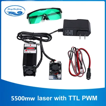 

5500mw / 7w / 10w high power 450NM focusing blue laser module laser engraving and cutting TTL module 5500mw laser tube+goggles