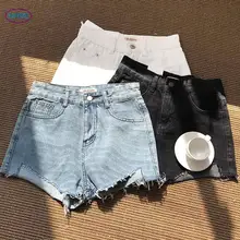 Ппять бренд для женщин женские прямые Короткие джинсы новые модные корейские летние волосы край джинсовая Кнопка Высокая талия карман брюки, подходящие для любого размера