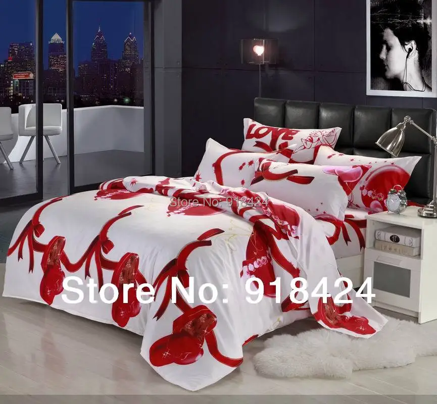 

LOVE ANGLE 3D reactive printing bedding set.Soft velvet Quilt cover 200*230cm+sheet 230*250cm+2pillowcase48*74cm.FreeShipping