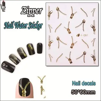 

1 Sheet Nail Y081 Gold Zipper Nail Art Water Transfer Sticker Decal Sticker For Nail Art Decoration