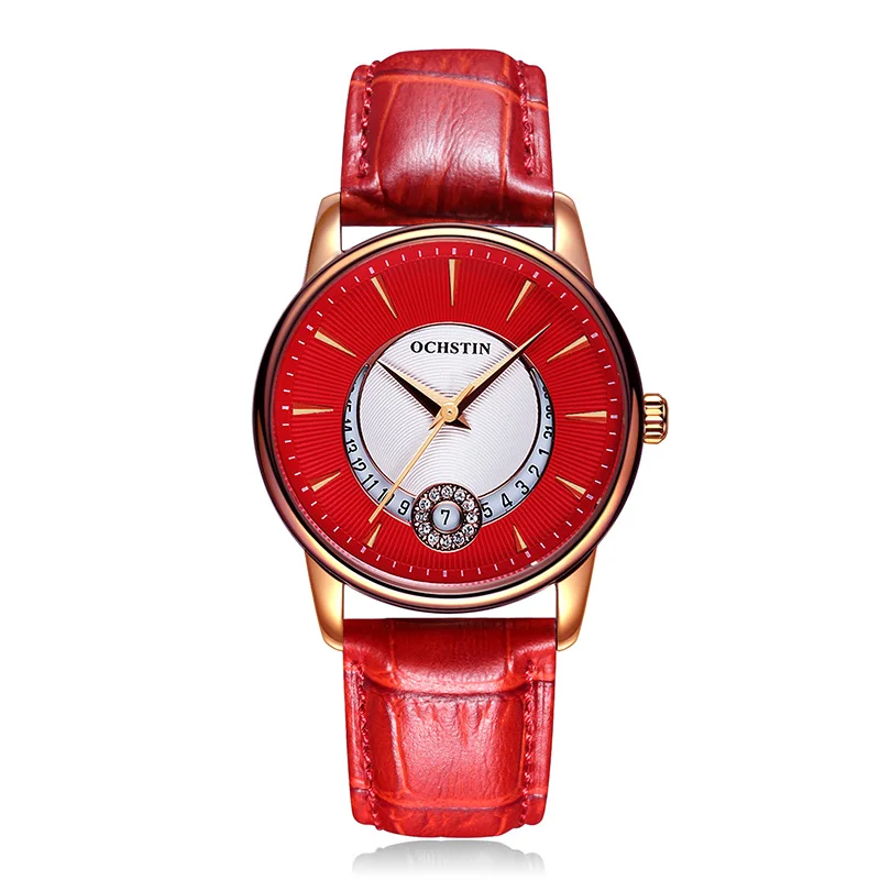 Женские часы от ведущего бренда OCHSTIN, модные наручные часы, кварцевые часы, женские часы под платье, повседневные часы, Relogio Feminino relojes - Цвет: red 060