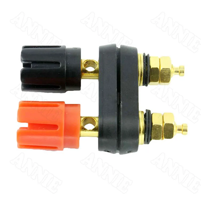 

50pcs/lot Speaker Amplifier Red Black Double Coupling Wire Terminal Gold Plated Banana Plug Connector