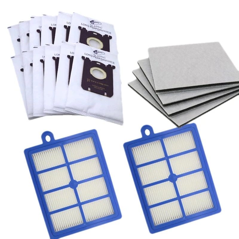 

10Pcs Vacuum Cleaner Dust Bags S-Bag And 2Pcs H12 Hepa Filter+4Pcs Motor Cotton Filter Fit For Philips Electrolux Cleaner Fc90
