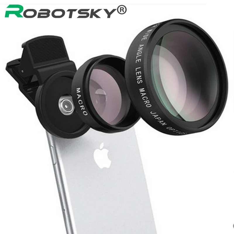 

Phone Lens Kit 0.45X Wide Angle + 10X Macro Lens Clip-on Cellphone Camera Without Dark Corner For All Phone