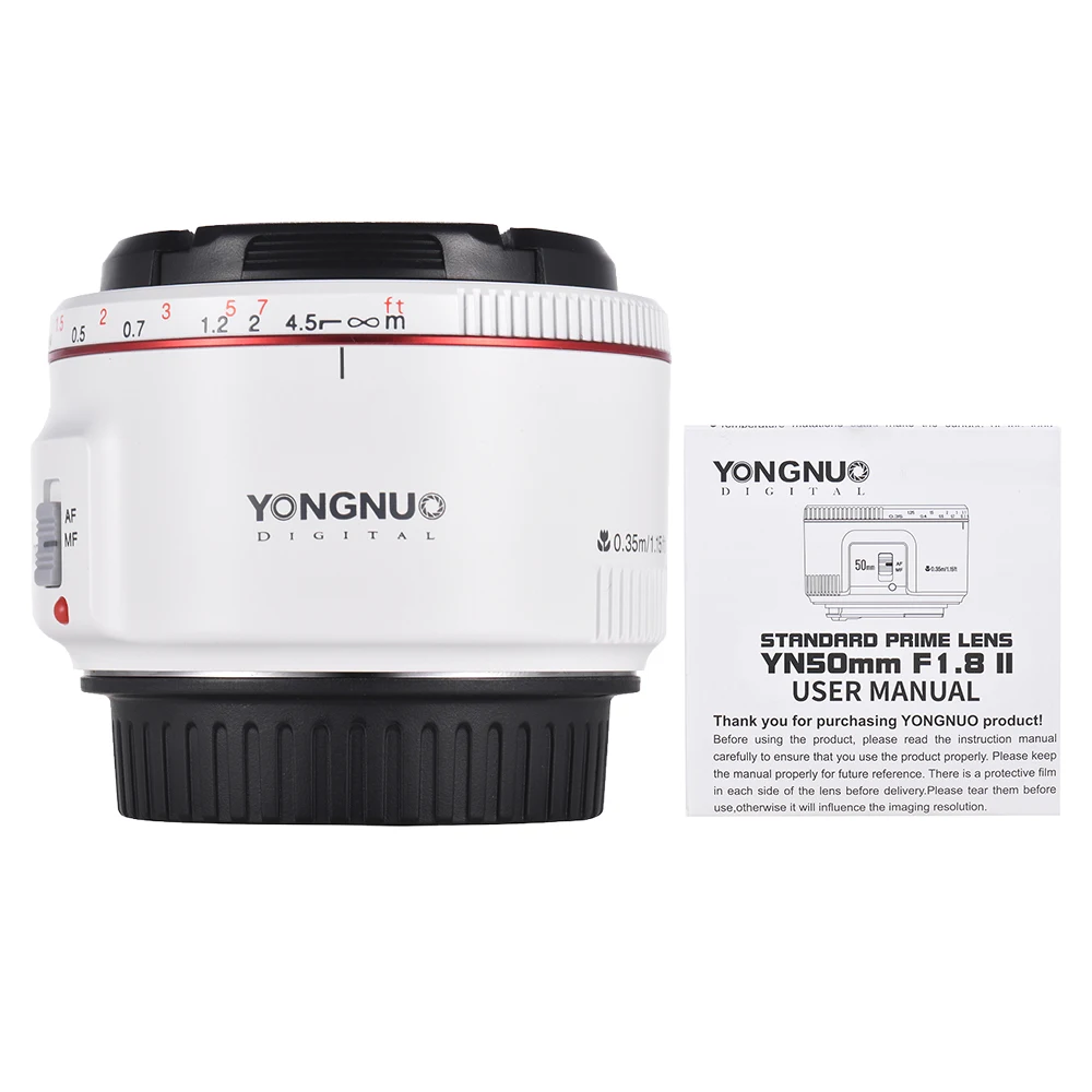 YONGNUO YN50mm F1.8 II апертура с автофокусом 0,35 самое близкое фокусное расстояние стандартный основной объектив большой для Canon EOS DSLR камеры