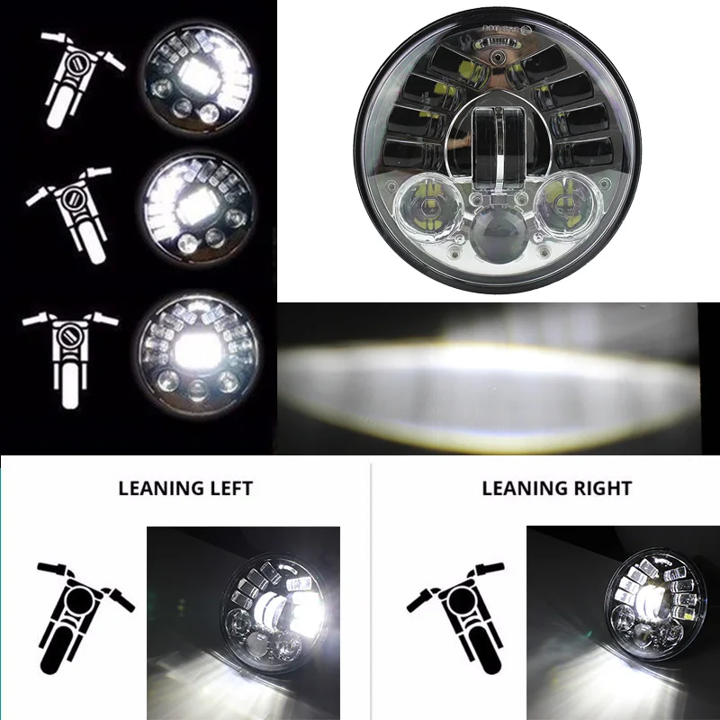 17 inch Round 121Led Projector Daymaker Adaptive Headlight High Low Beam For Harley BMW R NineT R9T LED Headlamp (4)