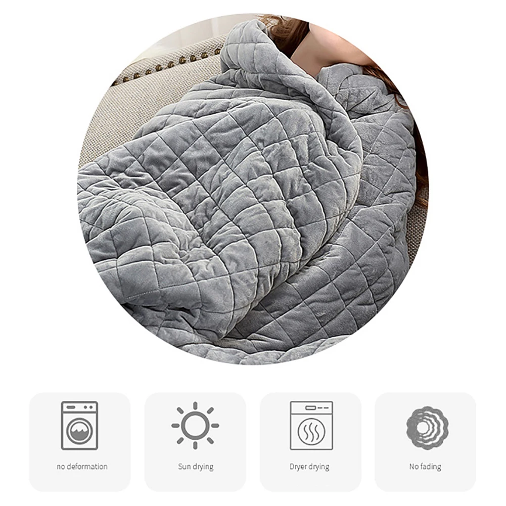 Polyester Adult Soft Gravity Weighted Blanket Decompression Quilt Sleep Aid Pressure Helper for Anxiety Insomnia Stress Gray