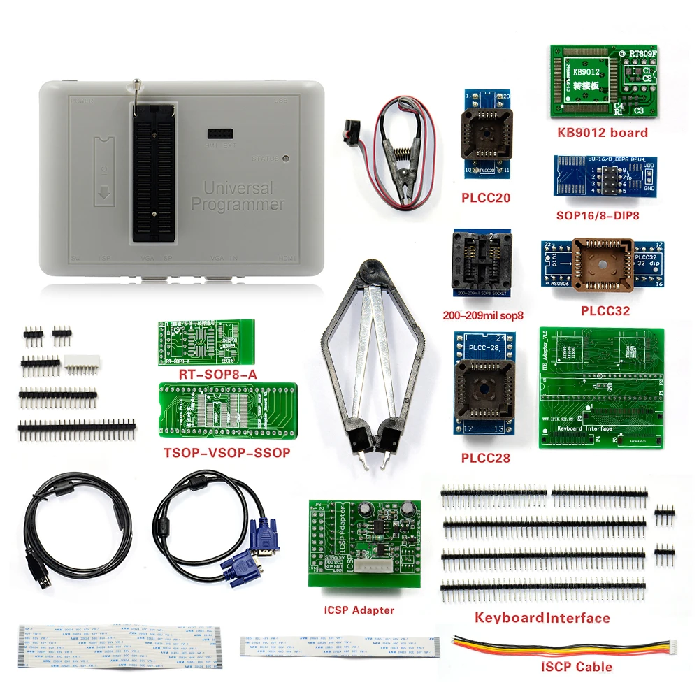 

RT809H EMMC-Nand FLASH Programmer TSOP-VSOP-SSOP Adapter 169 BGA / BGA 153+10 Adapters +SOP8 Test Clip Free Shipping