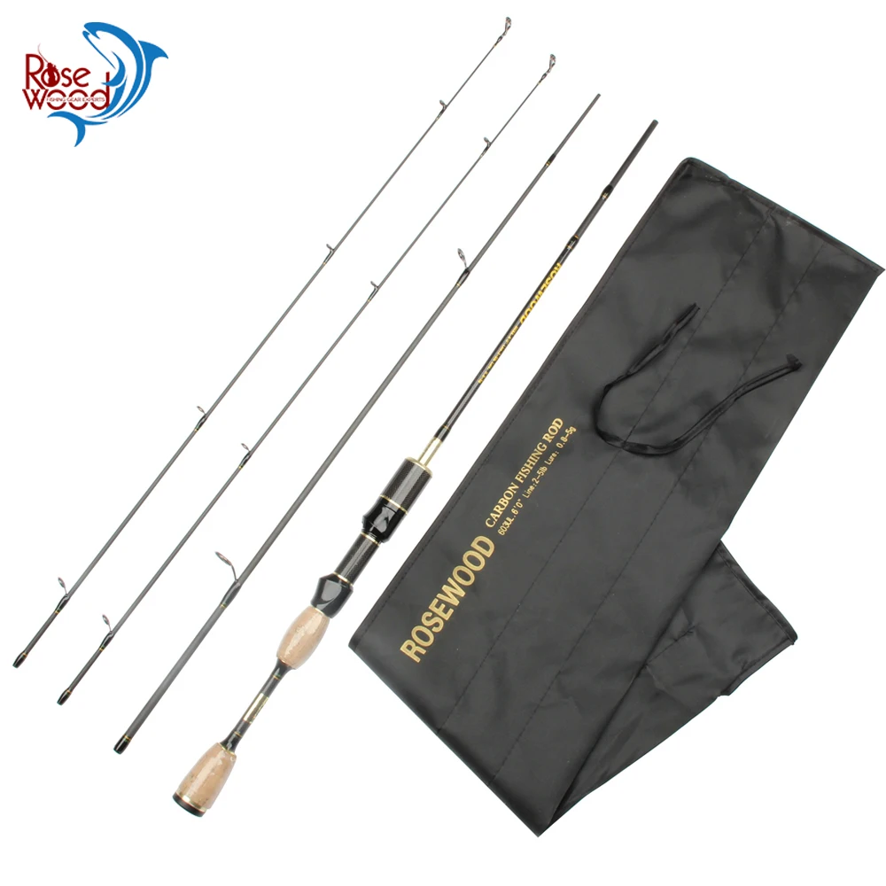 Rosewood 2 Top Tips Fishing Rod Spinning Travel Ultra Light 1.8m UL Lure Fishing Rod 3 Sections Carbon Fiber Spinning Rods Pole  (6)