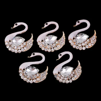

5 Pieces Swan Crystal Rhinestone Button Embellishments for Phone Case Decor