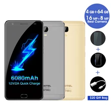 Original Oukitel K6000 Plus 4G LTE Mobile Phone MTK6750T Octa Core 5.5″FHD 1920×1080 4GB RAM 64GB ROM 16MP Fingerprint 6080mAh